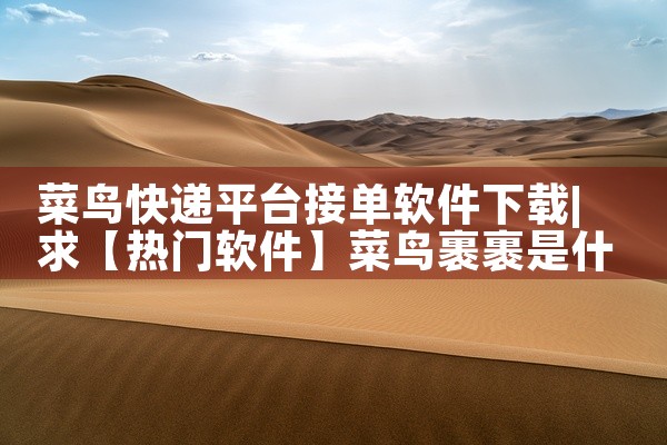 菜鸟快递平台接单软件下载